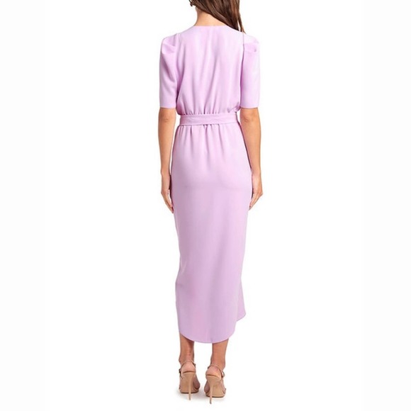 Amanda Uprichard Women's Electric Lilac Bonjour Faux Wrap Midi Dress sz M - Picture 7 of 9